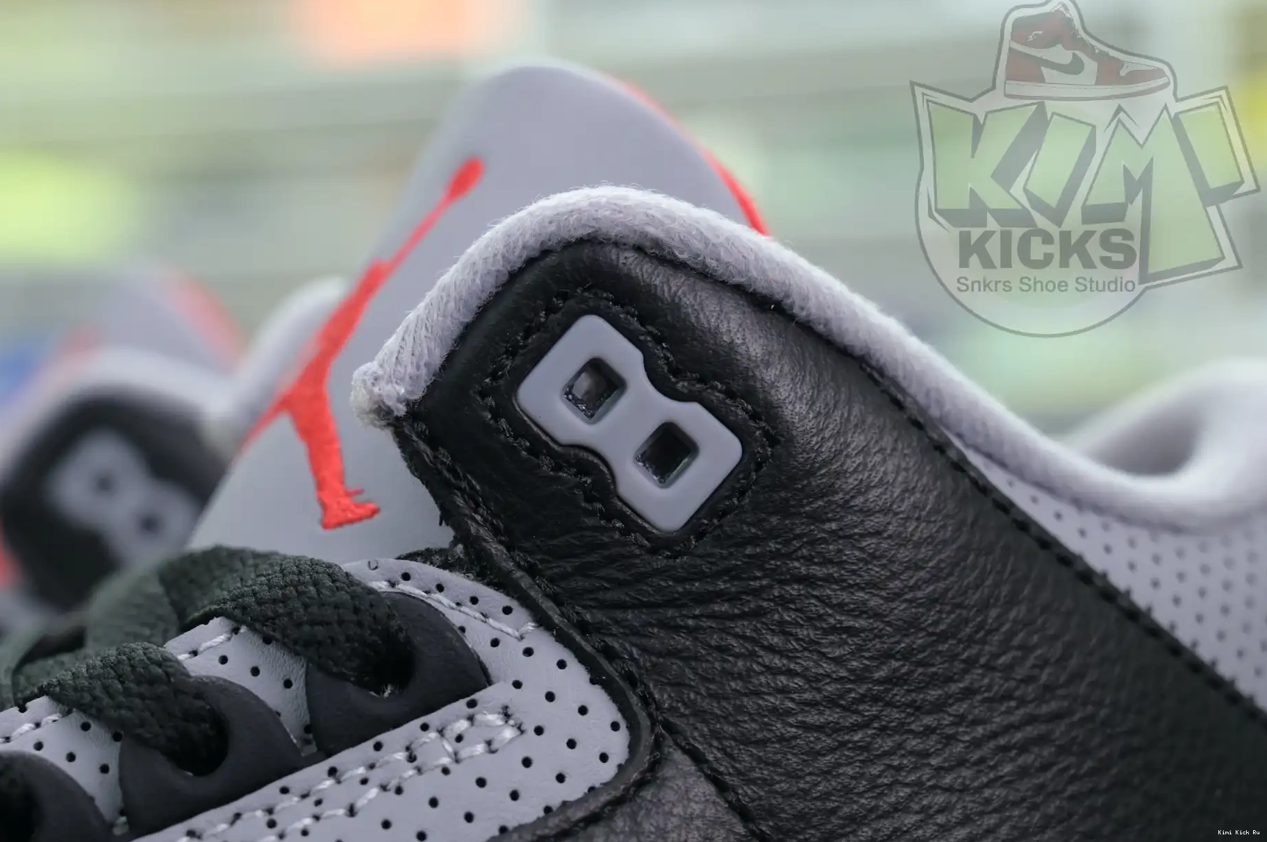 Kimikick Jordan Air Reimagined” 3“Black Cement 0822